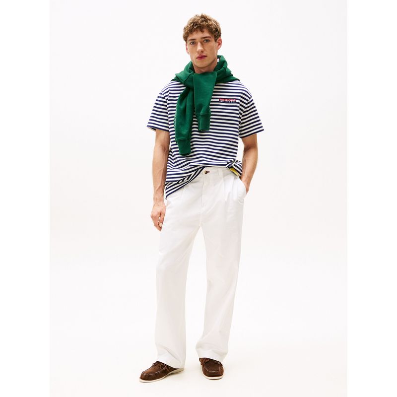 TOMMY HILFIGER - Camiseta azul oscuro amplia Hilfiger con rayas marineras Tommy Hilfiger