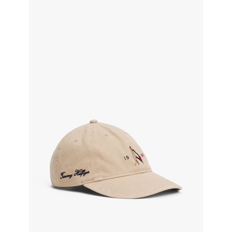 TOMMY HILFIGER - Gorra beige de béisbol con logo bordado Tommy Hilfiger