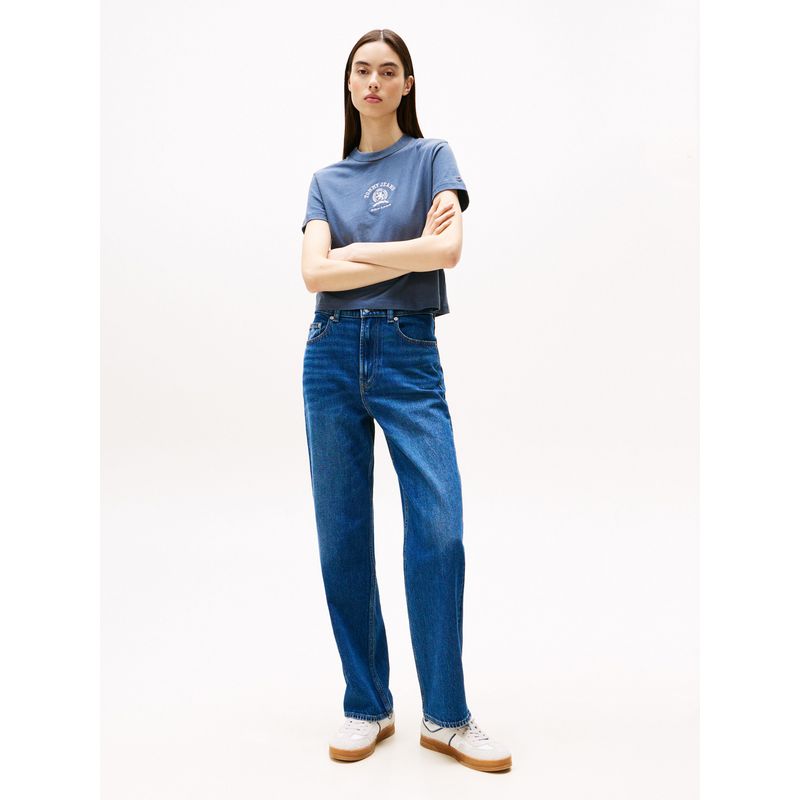 TOMMY HILFIGER - Camiseta azul de corte regular con logo universitario Tommy Jeans