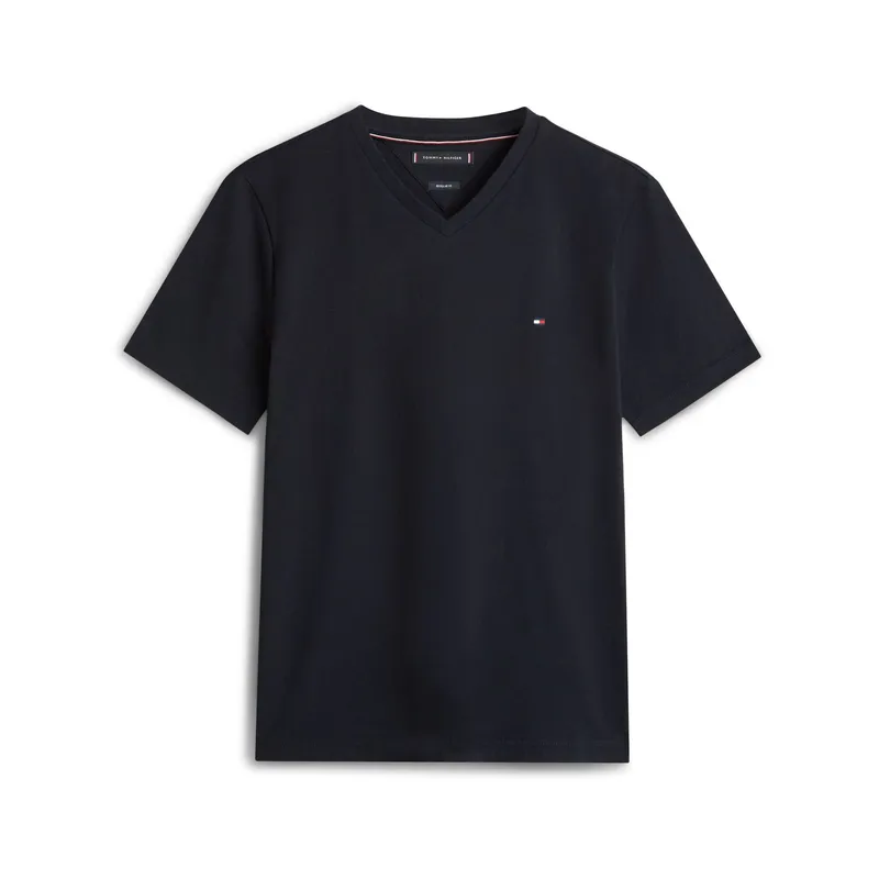 TOMMY HILFIGER - Camiseta azul de Cuello en V Tommy Hilfiger