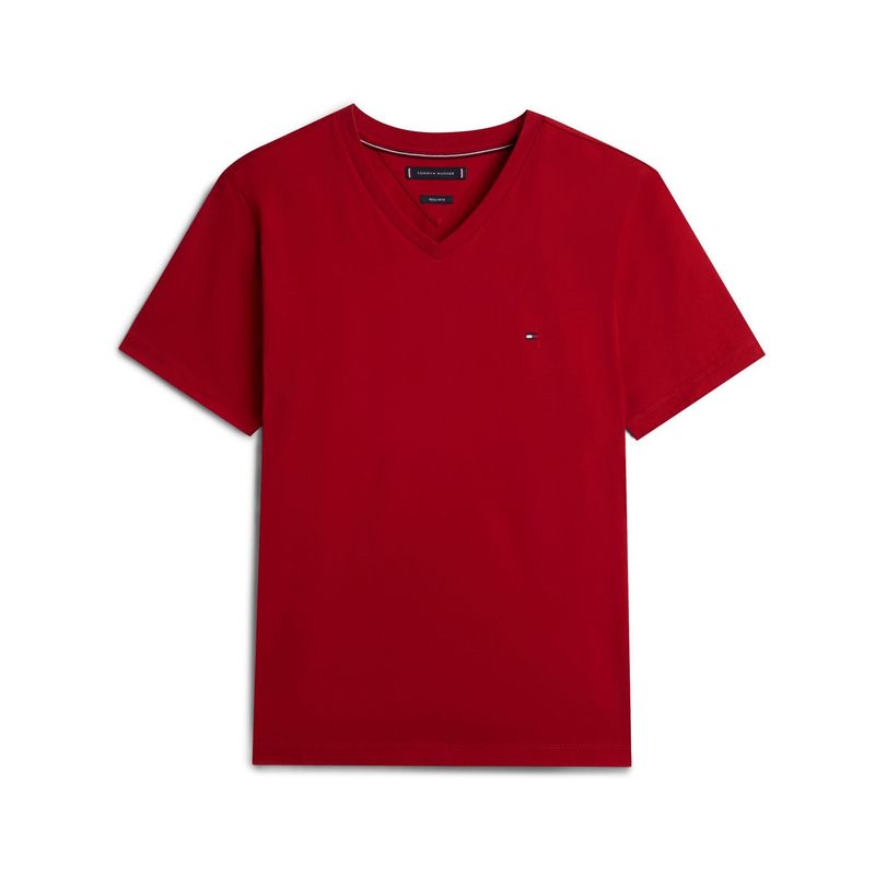 TOMMY HILFIGER - Camiseta roja de Cuello en V Tommy Hilfiger