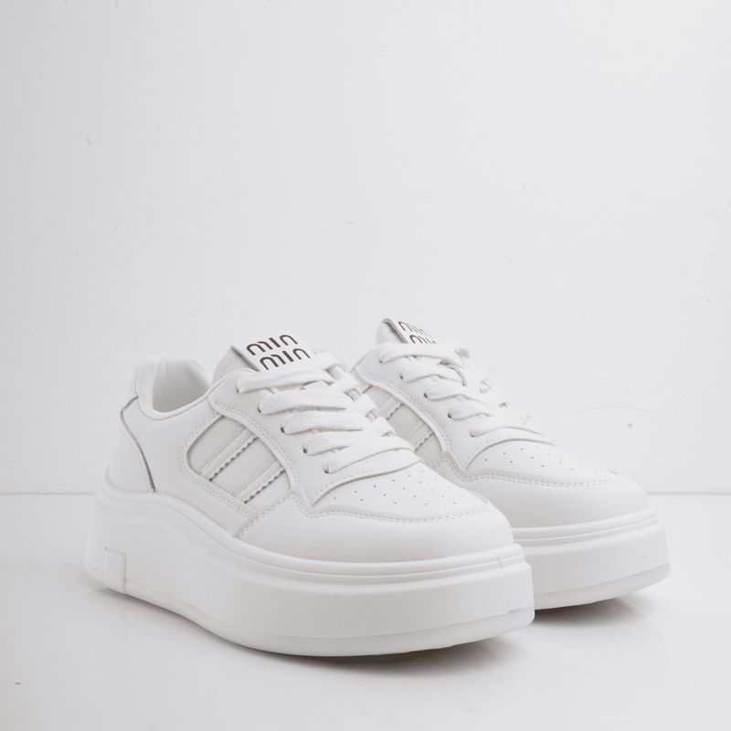 CALZADO ADRENALINA - Tenis blancos con cordones y plataforma nicole