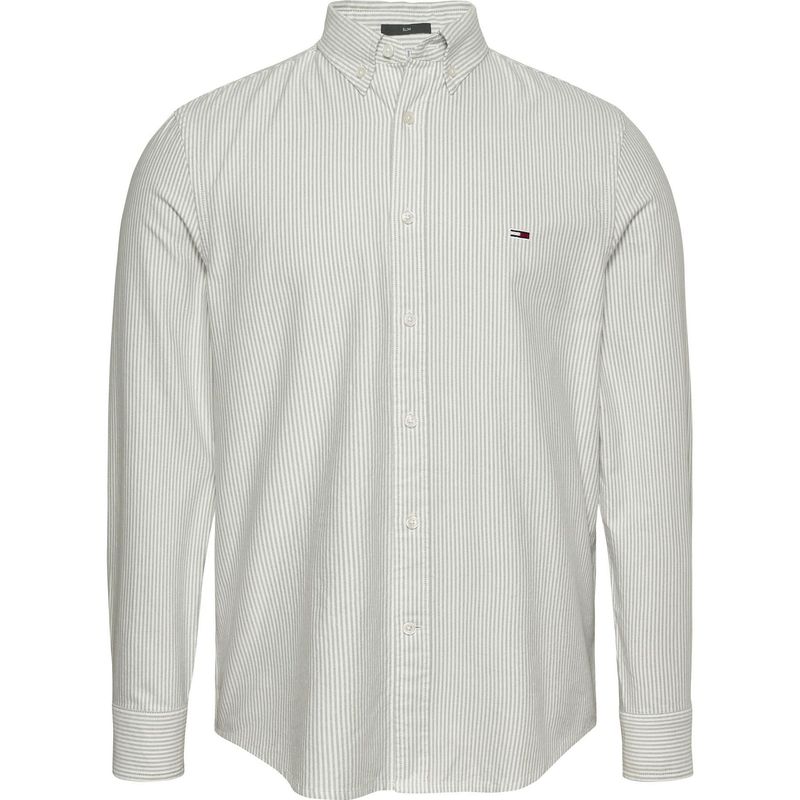 TOMMY HILFIGER - Camisa gris corte slim Tommy Jeans