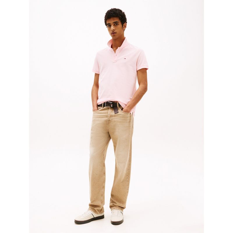 TOMMY HILFIGER - Polo rosa de corte slim con parche con logo Tommy Jeans