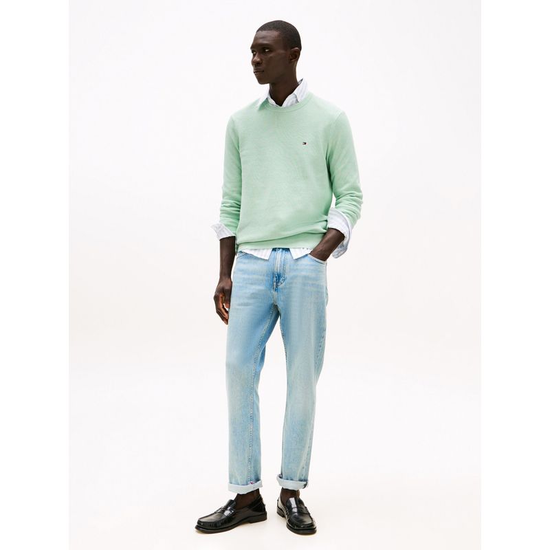 TOMMY HILFIGER - Saco verde de punto texturizado y cuello redondo Tommy Hilfiger