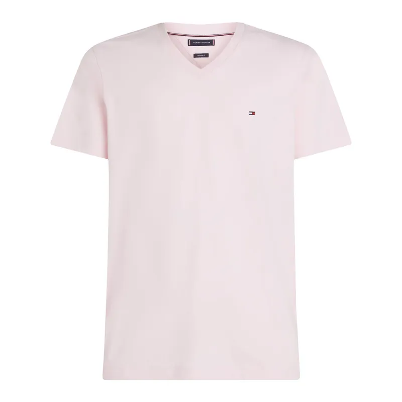 TOMMY HILFIGER - Camiseta rosa de Cuello en V Tommy Hilfiger