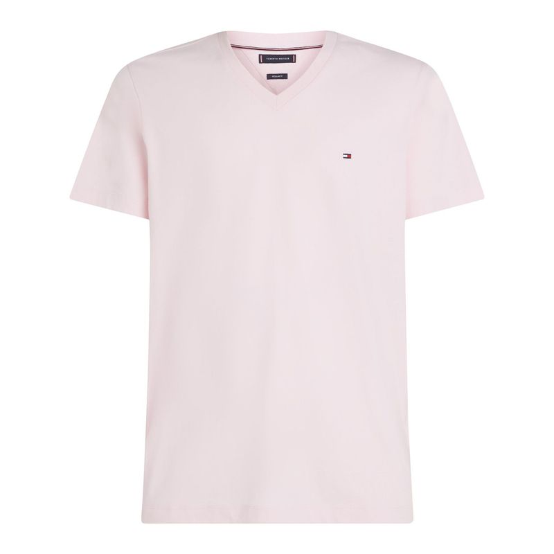 TOMMY HILFIGER - Camiseta rosa de Cuello en V Tommy Hilfiger