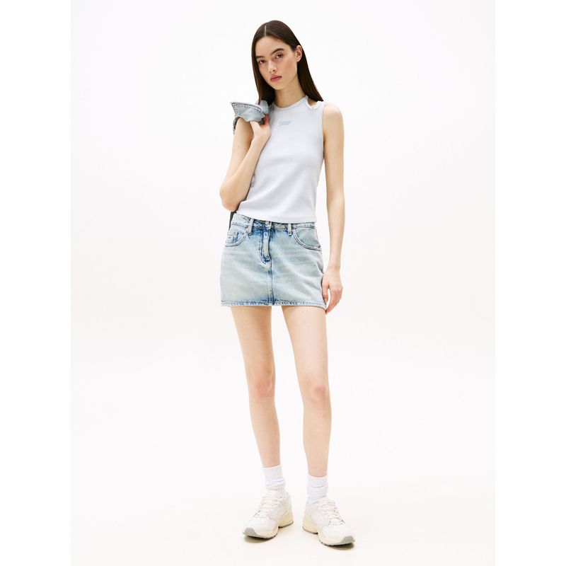 TOMMY HILFIGER - Camiseta celeste sin mangas con cuello halter Tommy Jeans