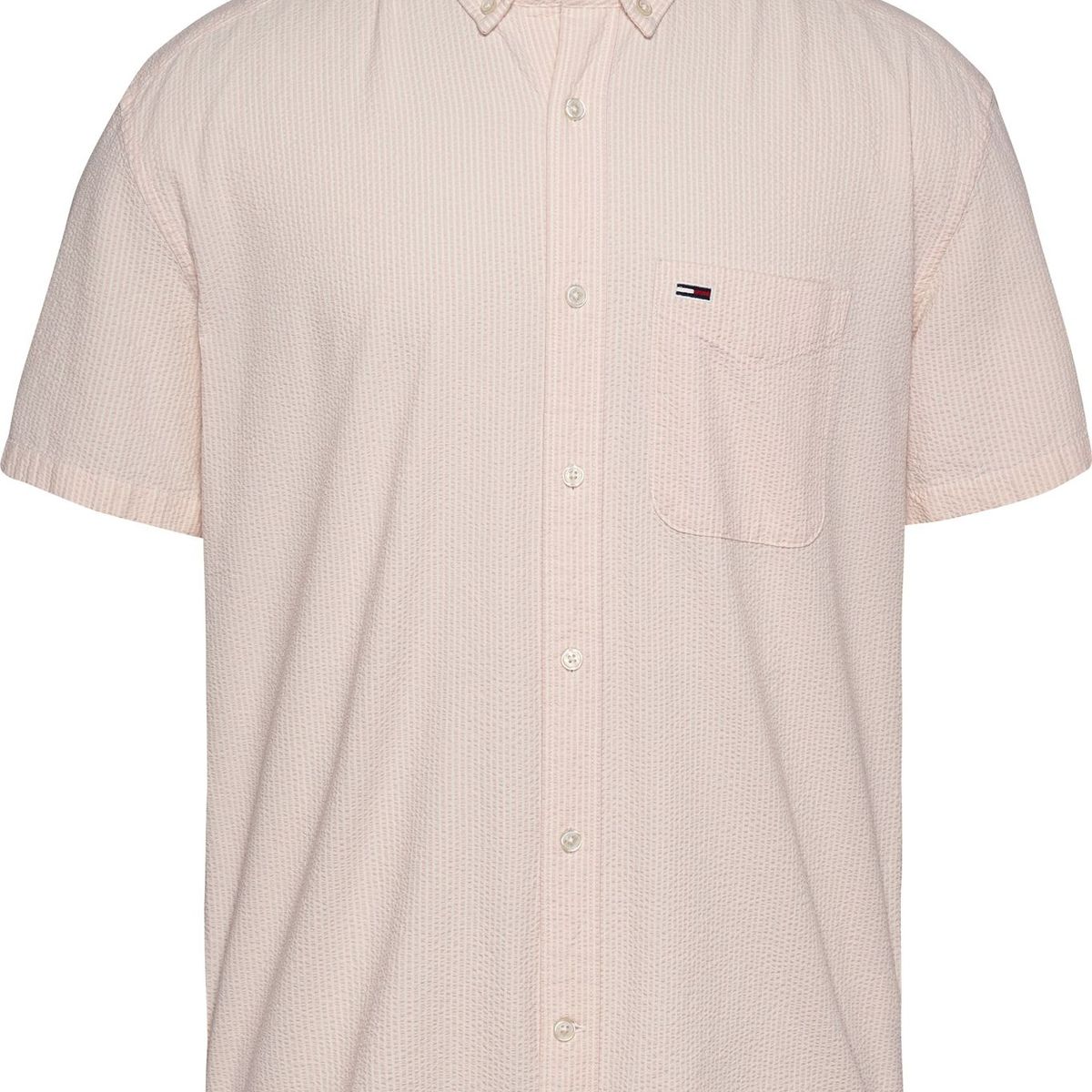 TOMMY HILFIGER - Camisa rosa de rayas con manga corta Tommy Jeans