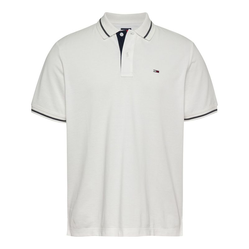 TOMMY HILFIGER - Polo blanco de corte regular con logo Tommy Jeans