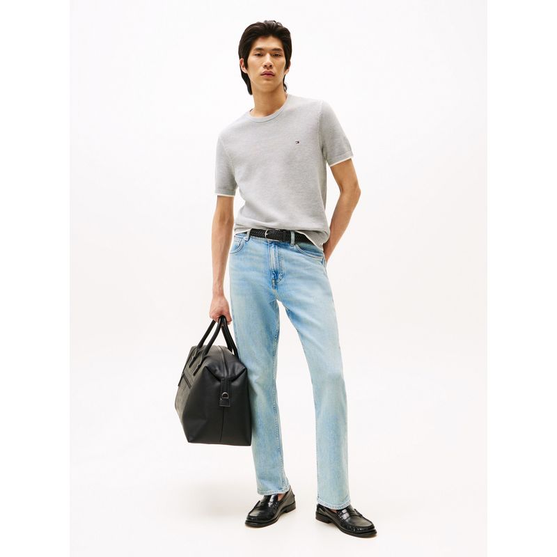 TOMMY HILFIGER - Camiseta gris de cuello redondo con logo Tommy Hilfiger