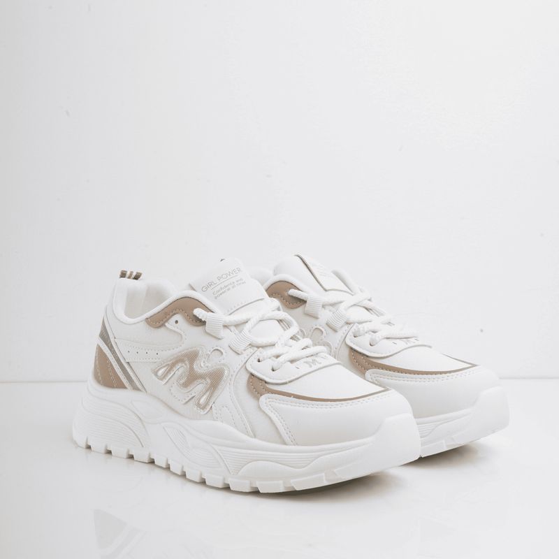 CALZADO ADRENALINA - Tenis blancos con detalles plata y cordones lynx