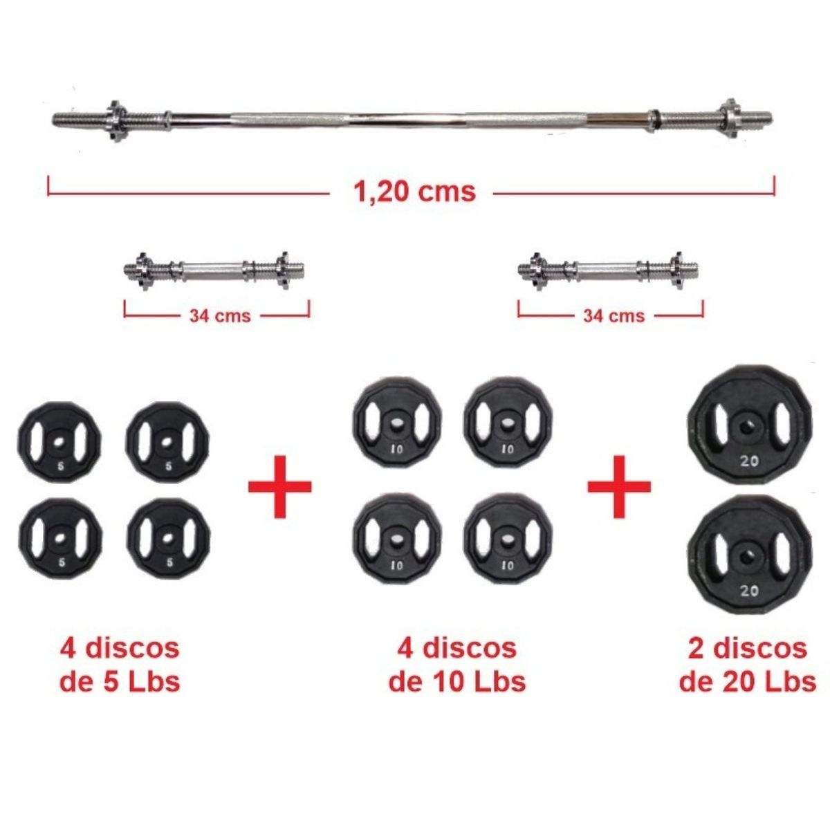 GYMAX - Combo Banco de Pesas Multifuncional + 100Lbs de Peso + Mancuernas y Barra Recta