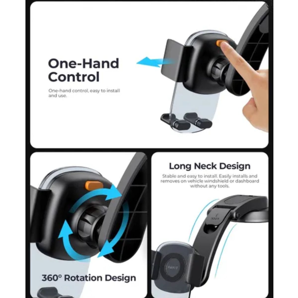 HAVIT - Soporte De Celular Telefono De Ventosa Pinza 360 Havit St715
