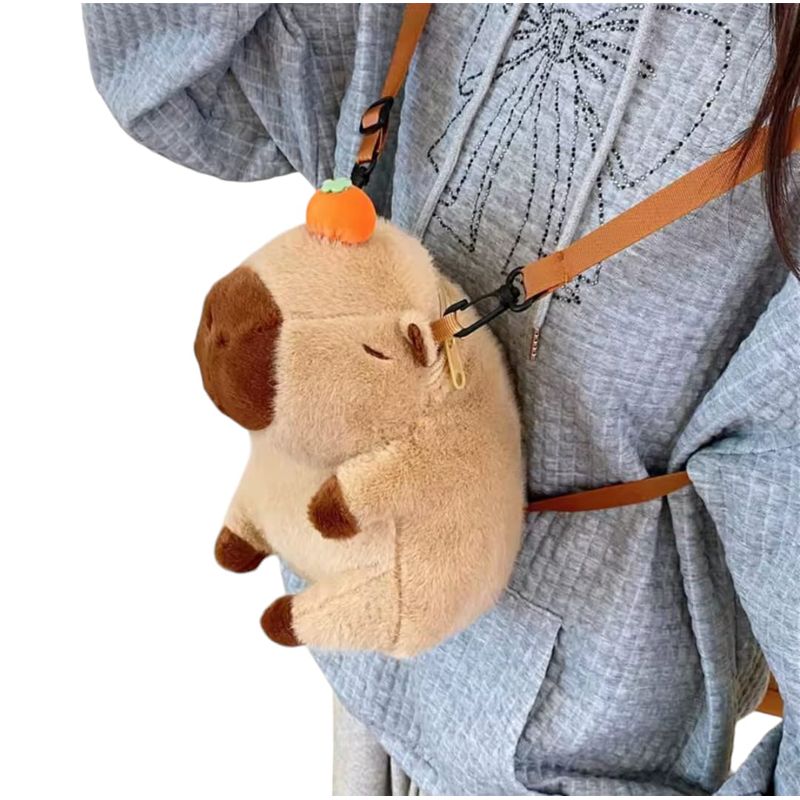 GENERICO - Bolso capibara Beige 20x15 cm con correa cruzada ajustable