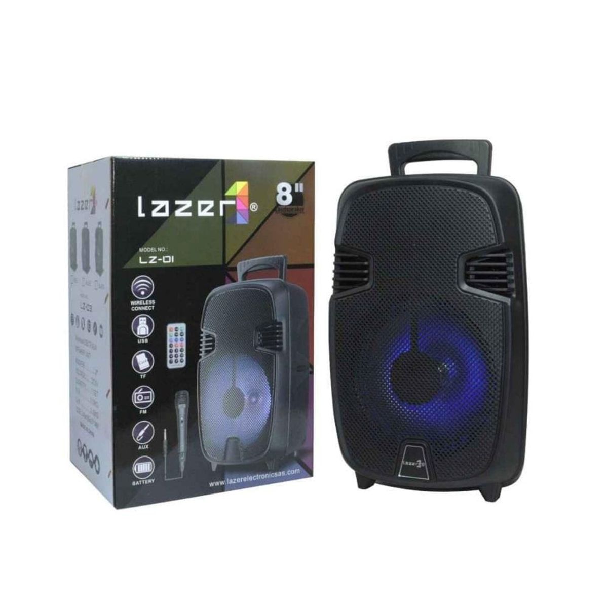 LAZER - Parlante Original Con Microfono De 8 pulgadas Lazer Lz 01