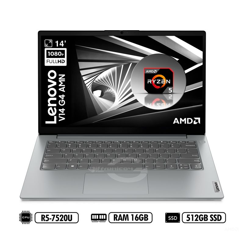 LENOVO - PORTATIL LENOVO V14 G4 AMN 14 FHD AMD R5-7520U RAM 16GB LPDDR5 512GB SSD GREY