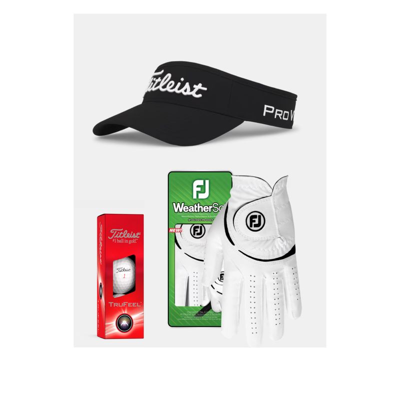 TITLEIST - Kit Golf Titleist Madres Visera TP NegroBlanco+Bolas+Guante
