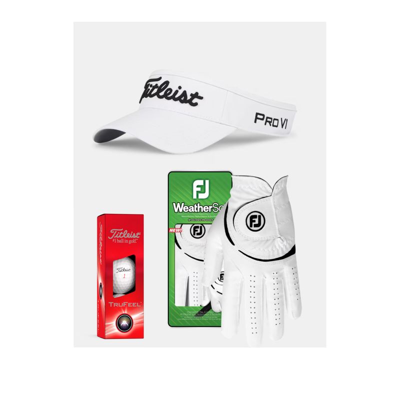 TITLEIST - Kit Golf Titleist Madres Visera TP BlancoNegro+Bolas+Guante