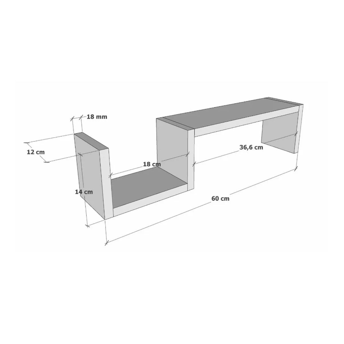 GENERICO - Set 2 Repisas Flotante Modelo S - Decoración Moderna, Blanco Nevado