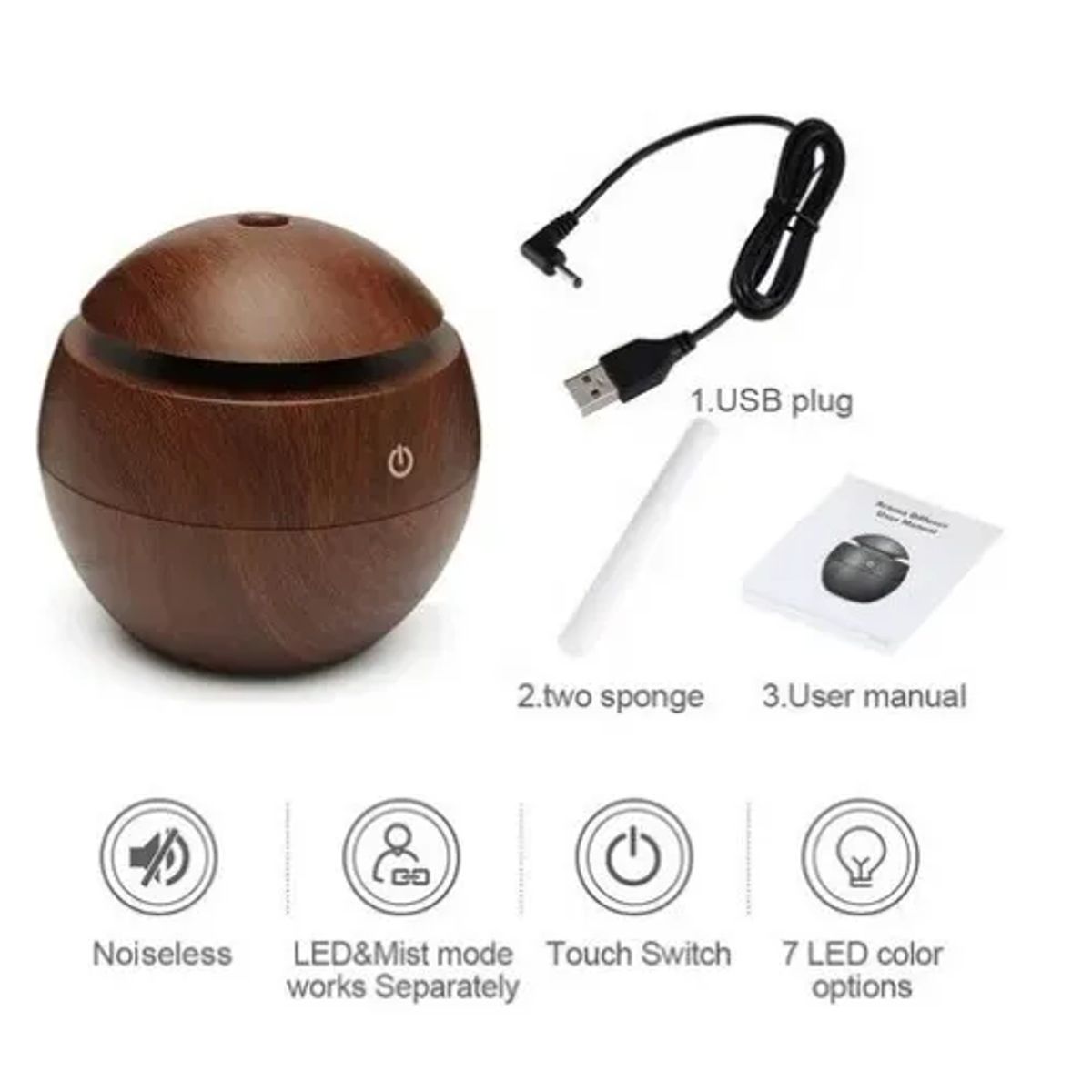 GENERICO - Difusor Aromaterapia Usb 130ml Ultrasoni Humidifiador Esfera