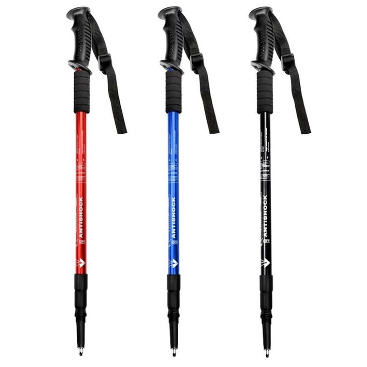 GENERICO - Baston Senderismo Trekking Ajustable Antichoque Telescopico Rojo