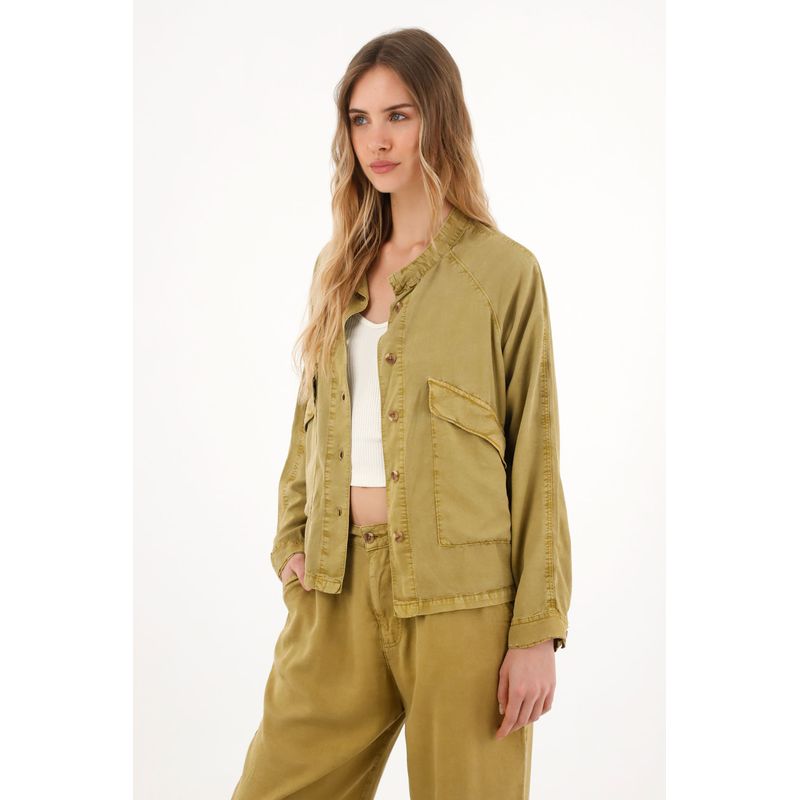 TOPMARK - Abrigo cuello neru con stone verde para mujer