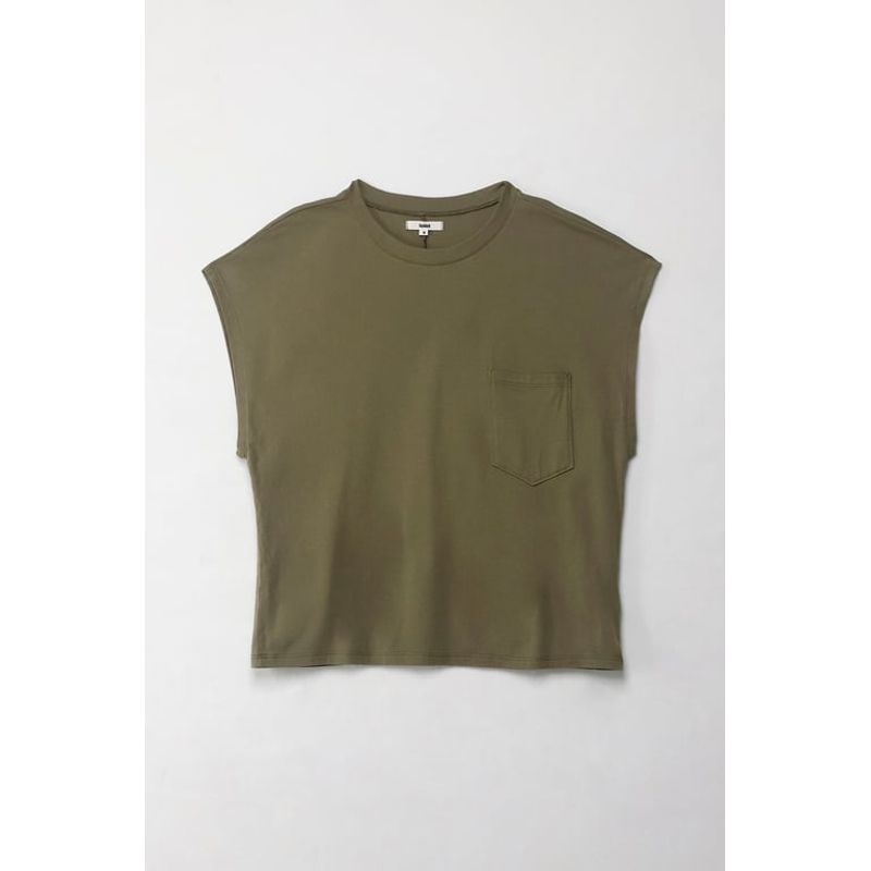 TOPMARK - Camiseta manga corta con bolsillo verde para mujer