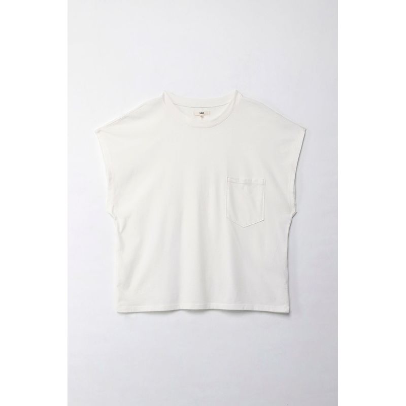 TOPMARK - Camiseta manga corta con bolsillo crudo para mujer