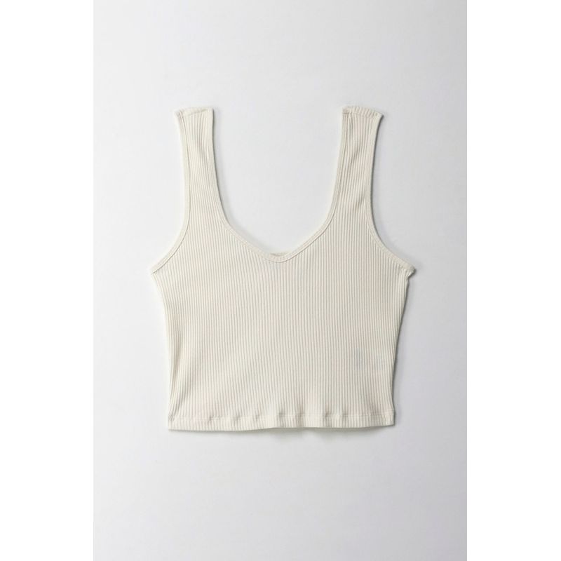 TOPMARK - Camiseta crop en rib crudo para mujer