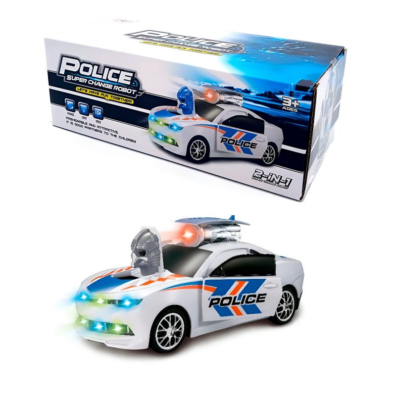 GENERICO - Carro Policia Robot Sonido Moivimiento Luces + Baterias