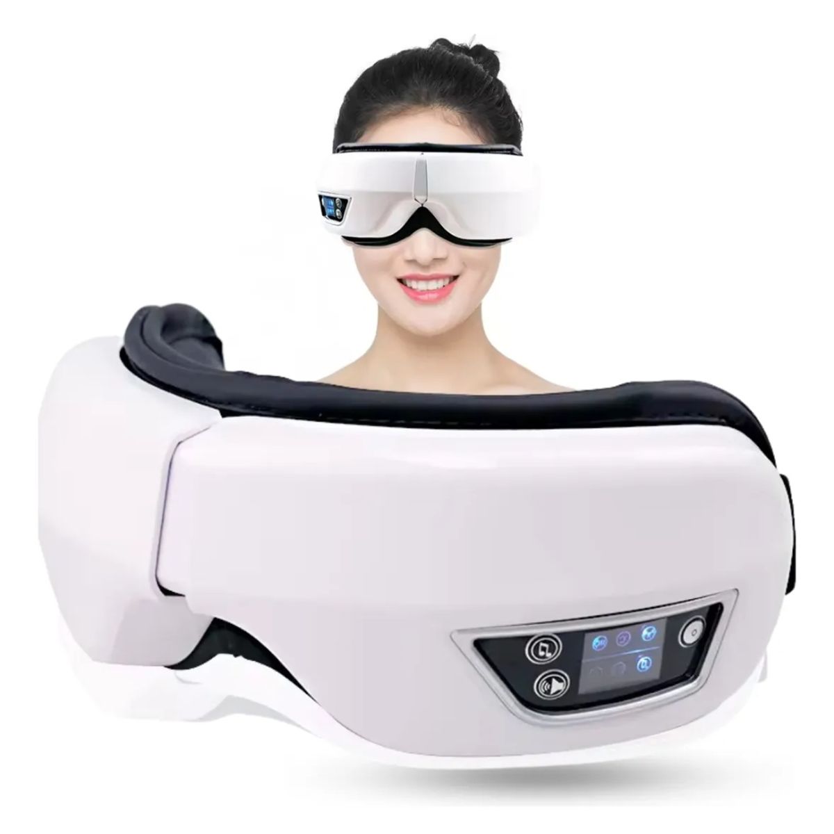 GENERICO - Gafas de masaje oculares circulares relajantes antioscuras con Bluetooth color blanco