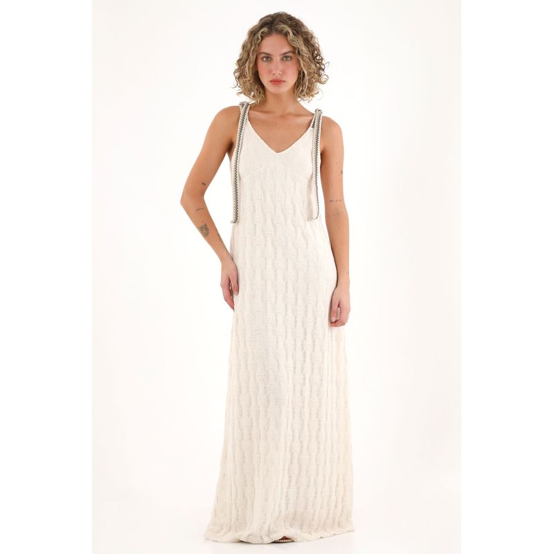 TOPMARK - Vestido largo tipo tejido crudo para mujer