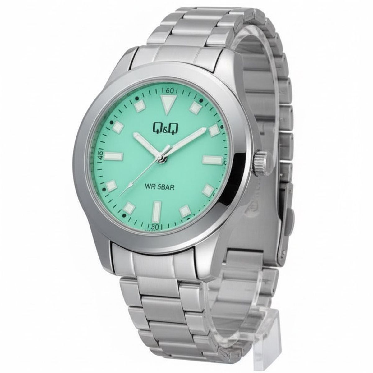 Q&Q - Reloj de moda para mujer plateado + caja