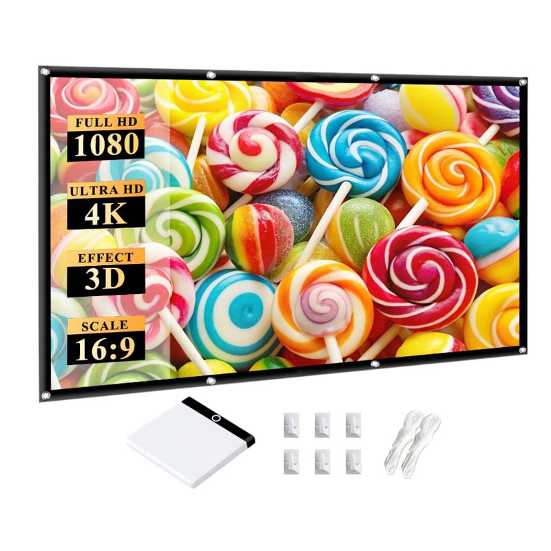 GENERICO - Pantalla de proyector portátil para exteriores 120 pulgadas: 16:9 4K HD