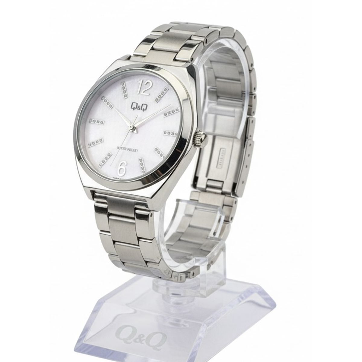 Q&Q - Reloj de moda para mujer plateado + caja