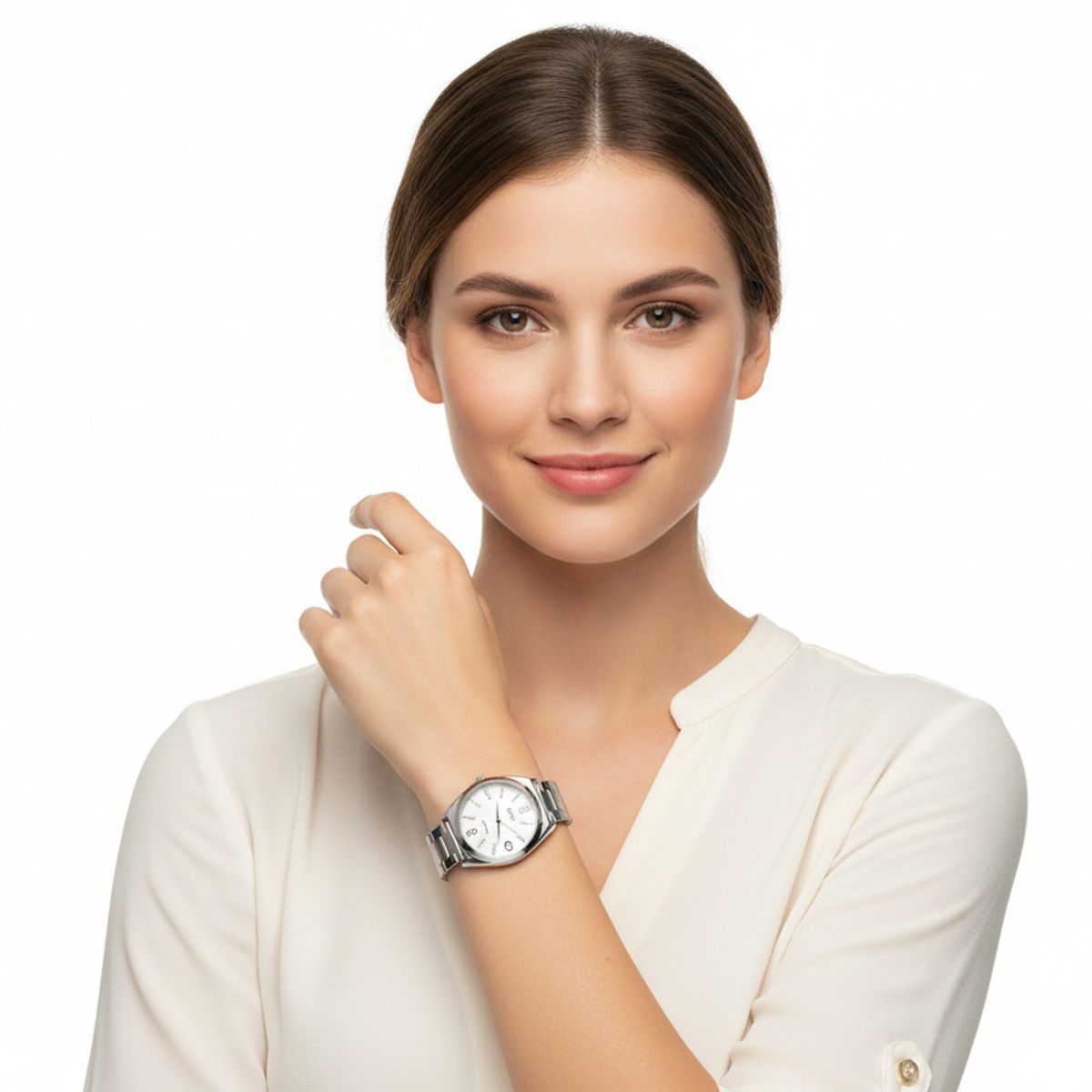 Q&Q - Reloj de moda para mujer plateado + caja