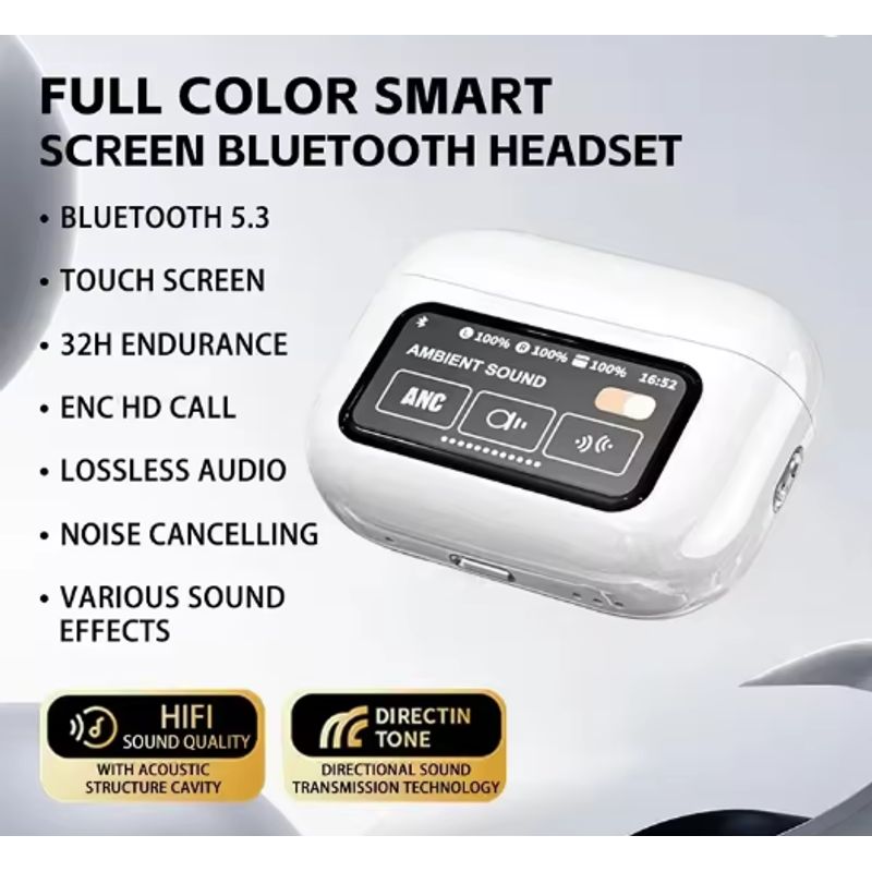 GENERICO - Audífonos Bluetooth A9 Pro con Pantalla Táctil LCD Versión 5.3
