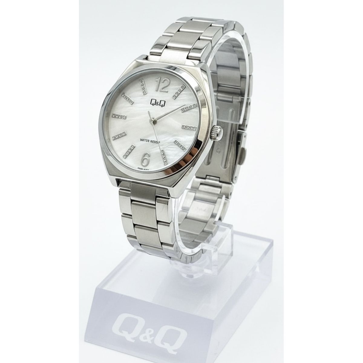 Q&Q - Reloj de moda para mujer plateado + caja
