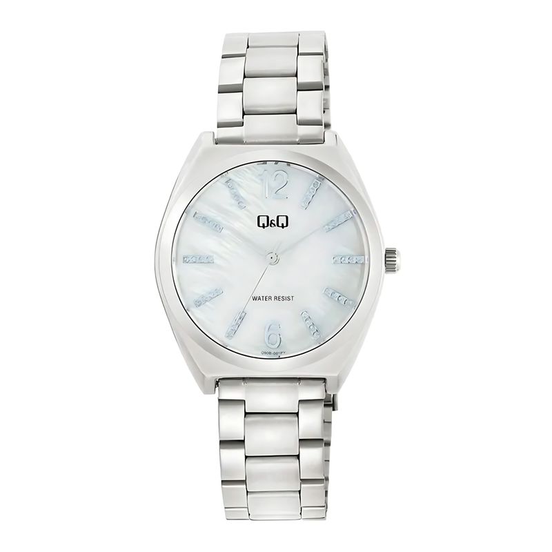 Q&Q - Reloj de moda para mujer plateado + caja
