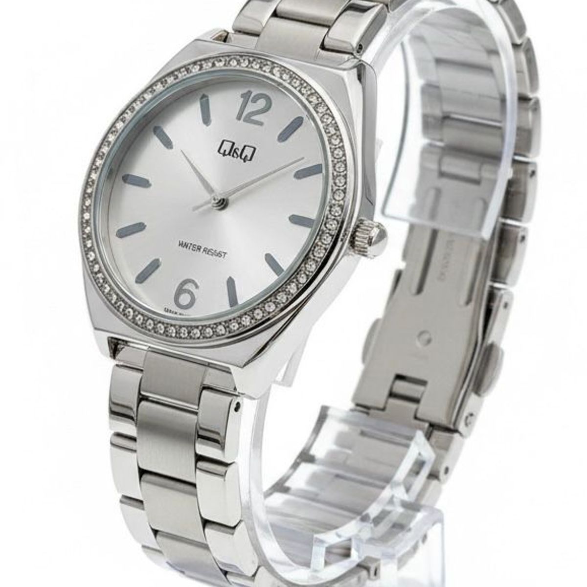 Q&Q - Reloj de moda para mujer plateado + caja
