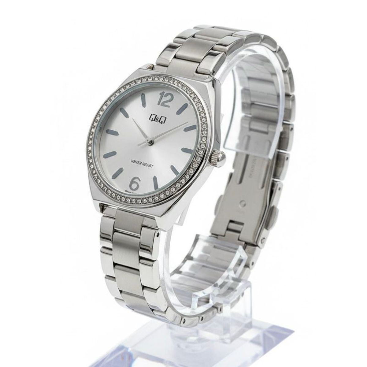 Q&Q - Reloj de moda para mujer plateado + caja