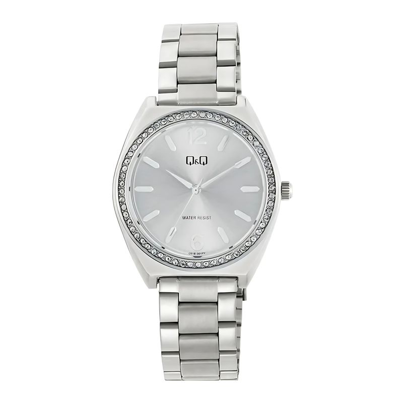 Q&Q - Reloj de moda para mujer plateado + caja
