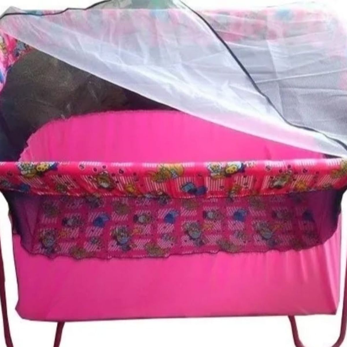 GENERICO - Cuna Corral Sencillo y Económico Para Bebe Toldillo Rosado
