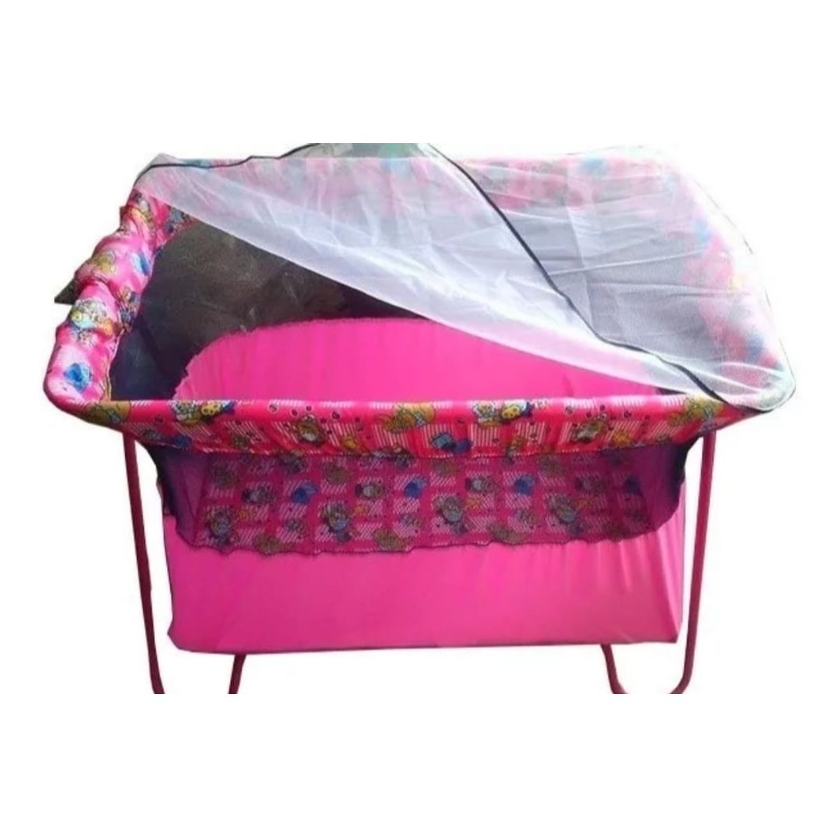 GENERICO - Cuna Corral Sencillo y Económico Para Bebe Colchoneta Rosado