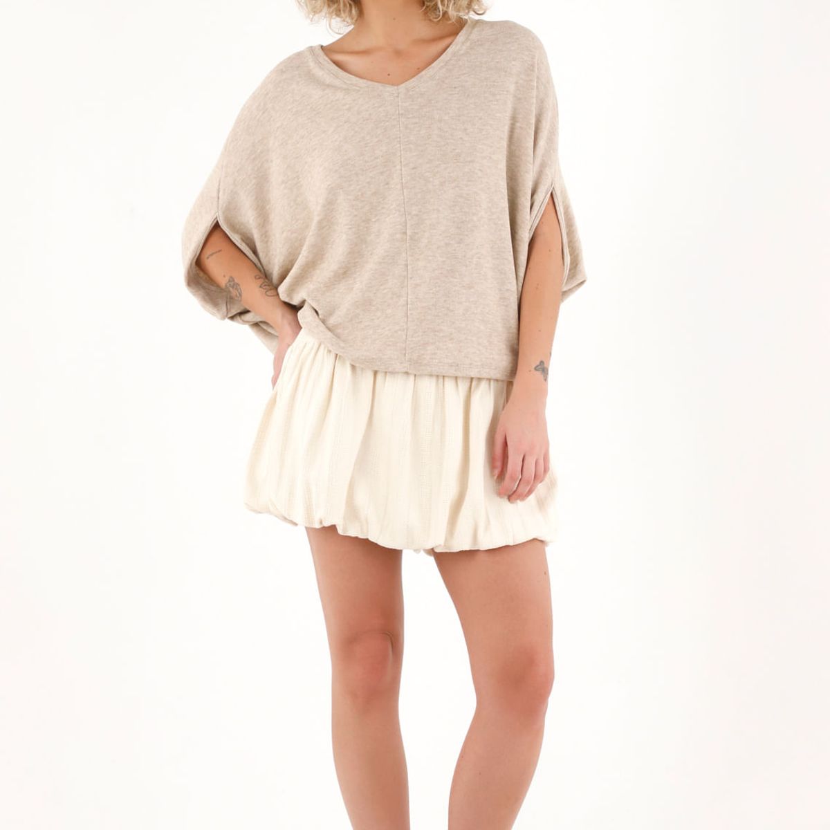 TOPMARK - Falda tipo globo crudo para mujer