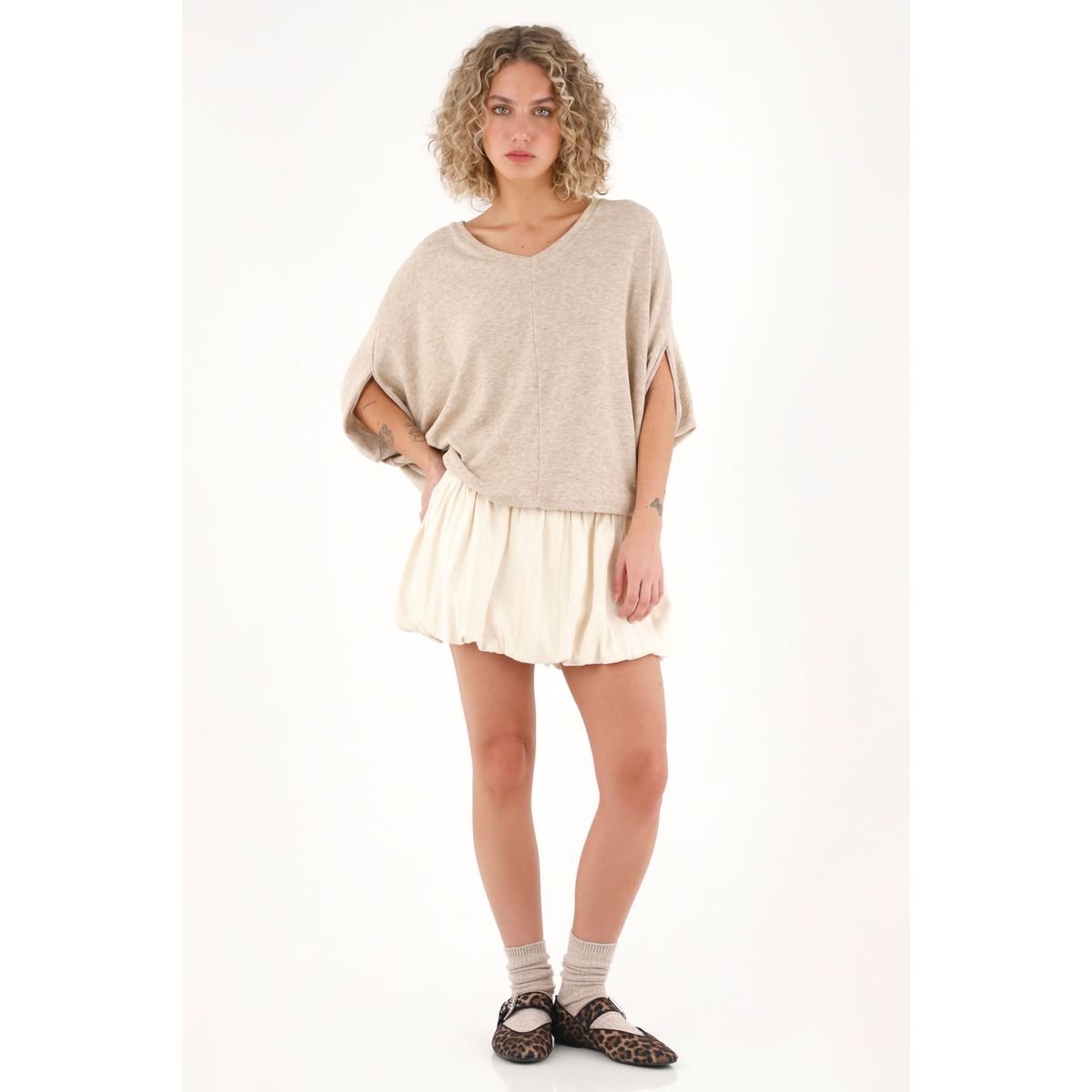 TOPMARK - Falda tipo globo crudo para mujer