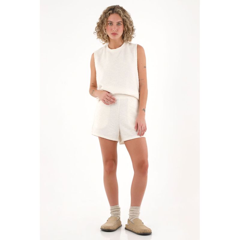 TOPMARK - Short de tela con textura crudo para mujer