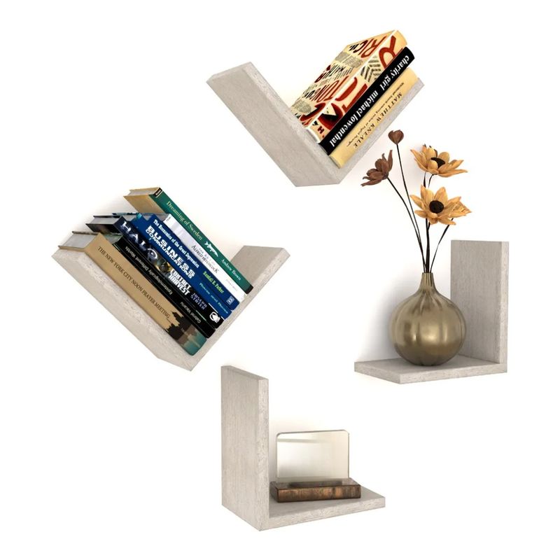 GENERICO - Set 4 Repisas Flotantes Modelo L - Decoración Sujetalibro, Chantilli