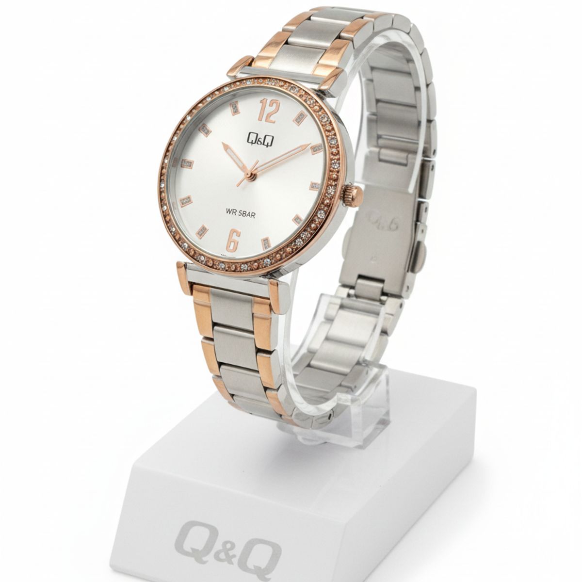 Q&Q - Reloj de moda para mujer plateado + caja